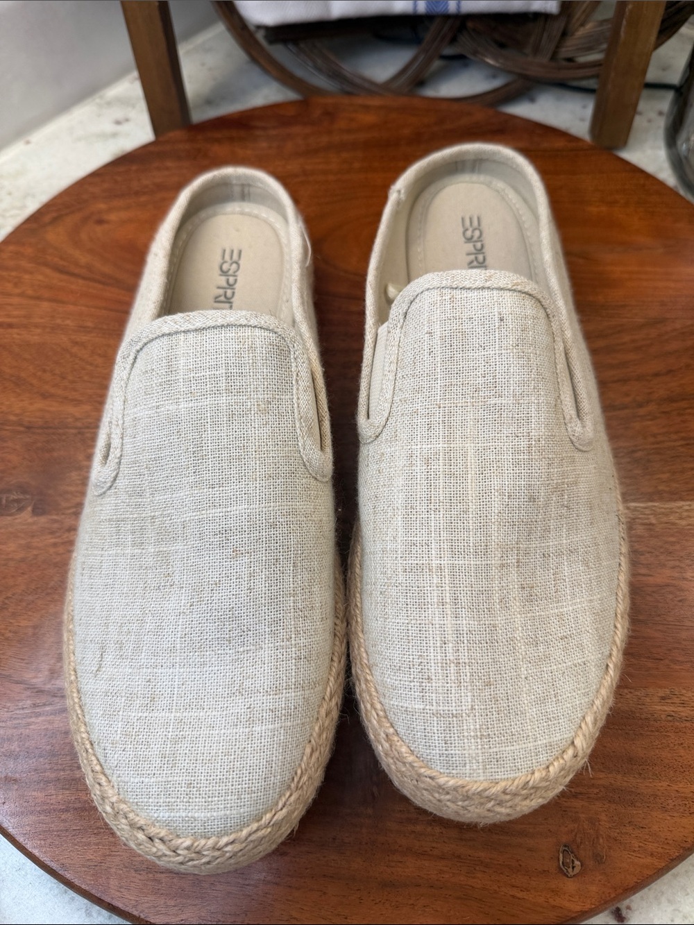 Espirit Slip-On Espadrilles in Natural Linen